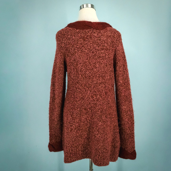 Sleeping On Snow Anthropologie Size Small S Red Wool Blend Tunic Cardigan Jacket - Picture 2 of 4